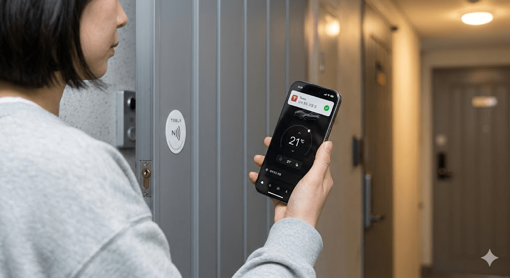 아이폰 단축어 nfc 태그 자동화로 테슬라 제어